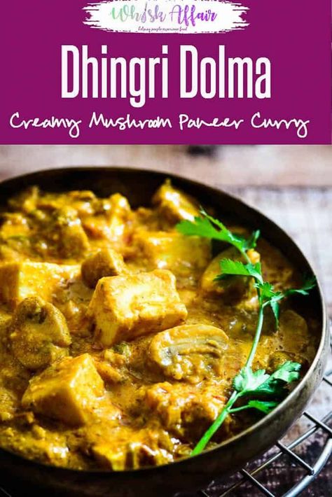 Dhingri Dolma is a mildly spiced, North Indian recipe from Awadhi cuisine. Mushroom & paneer are its main ingredients cooked in brown onion and tomato base.  #Mushroom #Paneer #Curry via @WhiskAffair Awadhi Cuisine, Cultural Recipes, Paneer Curry, Marathi Culture, Desi Khana, Indian Cookbook, North Indian Recipes, Curry Recipes Indian, Fried Fish Recipes