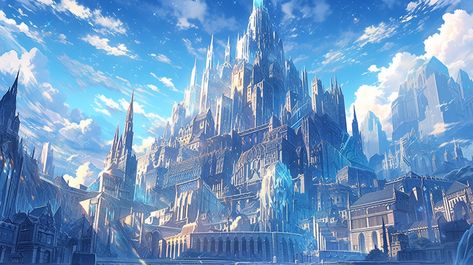 Episode Backgrounds, Dreamy Artwork, Fantasy Background, Landscape Concept, Fantasy City, Fantasy Castle, Fantasy Setting, Futuristic Art, Fantasy Places