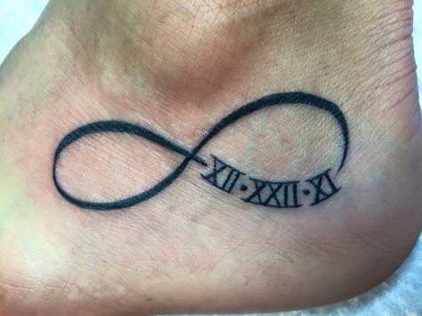 Roman Numeral Infinity Tattoo, Infinity Tattoo With Roman Numerals, Best Neck Tattoos, Couples Tattoo, Tattoos Inspo, Roman Numeral Tattoos, Couple Tattoos Unique, Tattoos Unique, Neck Tattoos