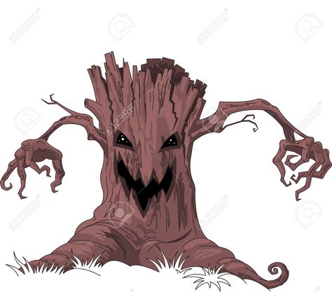 Tree Cartoon Images, Horror Tree, Dark Disney Art, Scary Tree, Tree Monster, Halloween Party Poster, Halloween Creatures, Scary Eyes, Vintage Halloween Images