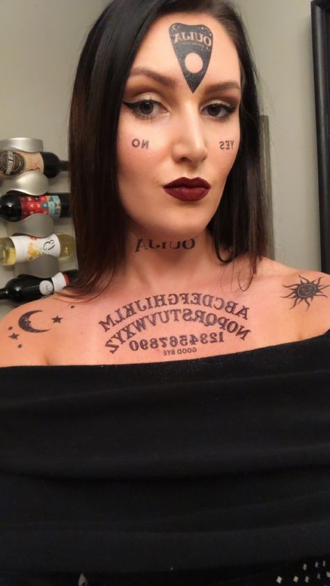 Ouija Board Costume Makeup, Ouija Board Costume, Hot Halloween, Halloween Bash, Ouija Board, Scream Queens, Face Tattoo, Costume Makeup, Halloween Outfits