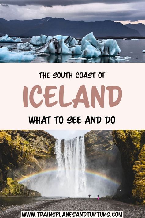 Discover the South Coast of Iceland -- where you'll find the best waterfalls in Iceland, the glacial lagoon and Diamond Beach, and the famous black sand beach. It's the perfect way to begin your Iceland Ring Road itinerary. Start planning your Iceland travel experience with this guide...#iceland #travel Waterfalls In Iceland, Iceland Ring Road, Iceland Travel Guide, Iceland Travel Tips, Iceland Itinerary, Iceland Road Trip, Diamond Beach, Iceland Waterfalls, Visit Iceland