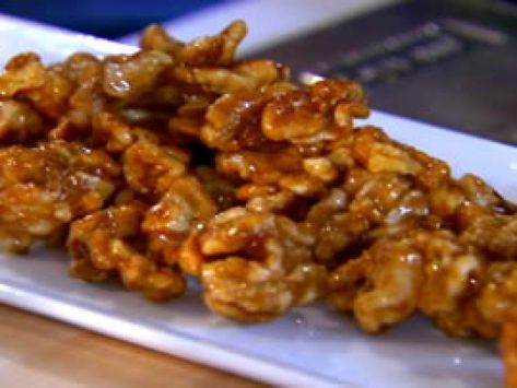 Maple Glazed Walnuts Recipe | Ellie Krieger | Food Network Glazed Nuts Recipe, Glazed Walnuts Recipe, Glazed Walnuts, Walnuts Recipe, Ellie Krieger, Healthy Afternoon Snacks, Vegan Dinner Recipes Easy, Walnut Recipes, Roasted Walnuts