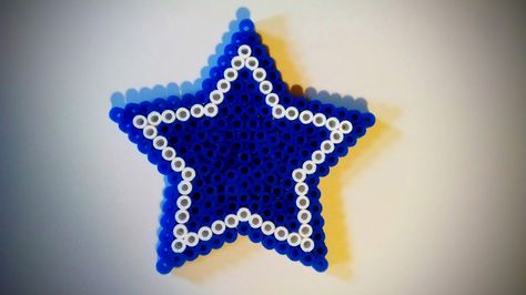 Cowboys logo made with perler beads! | Jessica's Perler Crafts ... Country Perler Bead Patterns, Dallas Cowboys Perler Beads, Cowboy Perler Beads, Cowboys Perler Bead Patterns, Plane Perler Beads, Nfl Perler Beads, Cowboys Logo, Perler Ideas, Easy Perler Beads Ideas