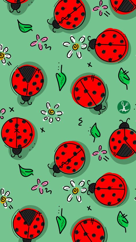 Free phone wallpaper background image Ladybug Phone Wallpaper, Ladybug Background Wallpapers, Ladybug Wallpaper Aesthetic, Wallpaper Ladybug, Ladybug Background, Ladybug Wallpaper, Ladybug Art, Spring Wallpaper, Phone Wallpaper Patterns