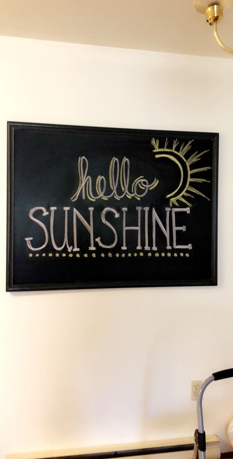 Hello sunshine chalkboard art. Summer chalkboard Everyday Chalkboard Ideas, Here Comes The Sun Chalkboard Art, Summer Chalkboard Art Easy, Sun Chalkboard Art, Summer Time Chalkboard Art, Summer Chalkboard Ideas Easy, Sunshine Chalkboard Art, Sunflower Chalkboard Art, May Chalkboard Art