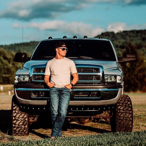 16th birthday or Senior pics Guys Senior Pics With Truck, Man And Truck Photoshoot, Senior Picture Filters, Senior Guy Poses With Truck, Poses With Truck Men, Country Guy Photoshoot, Senior Pics Welding, Guy Truck Photoshoot, Truck Poses Men