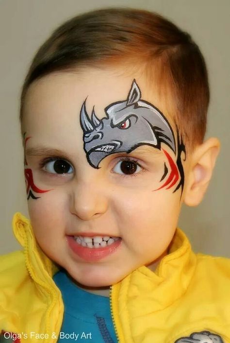 Rhino Face Painting Rhino Face Paint, Dragon Face Painting, Animal Face Paintings, Face Painting For Boys, Professional Face Paint, Face Painting Tutorials, Eye Designs, Dragon Face, Face Paints