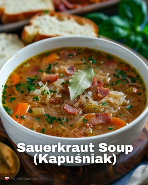 Braised Sauerkraut, Polish Sauerkraut, Tender Pork Ribs, Polish Soup, Fermented Sauerkraut, Sauerkraut Soup, Celery Recipes, Fruit Soup, Polish Food