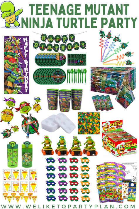 Get ready for mutant mayhem at this Teenage Mutant Ninja Turtle birthday party! Your little ninja warriors will have the best time with cookie decorating, themed games, decorations, and treats inspired by their favorite heroes! Cowabunga dude! #TMNT #birthdayparty #mutantmayhem #teenagemutantninjaturtles #diy #WeLiketoParty Teenage Mutant Ninja Turtles Birthday Party Ideas, Ninja Turtle Goodie Bag Ideas, Tmnt Mayhem, Teenage Mutant Ninja Turtle Birthday Party, Tmnt Birthday Party, Ninja Turtle Party Games, Tmnt Party Ideas, Teenage Mutant Ninja Turtles Birthday, Ninja Turtles Birthday Party Ideas Decorations