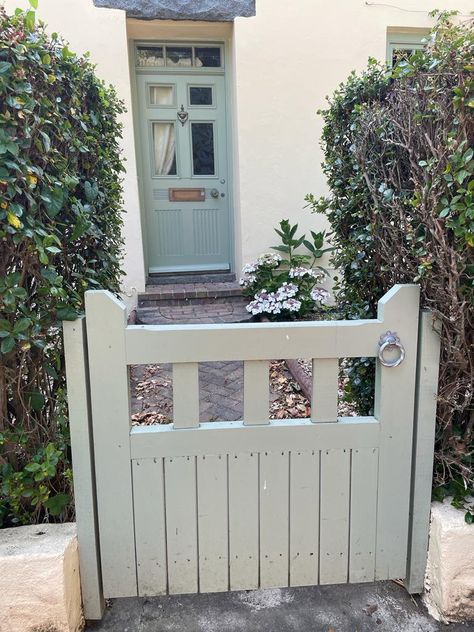 Painted garden gate and front path New Build Front Garden Ideas, Alcove Ideas Living Room, Alcove Ideas, Interior Redesign, Front Path, Garden Front Of House, Norfolk House, Small Front Gardens, Sage Garden