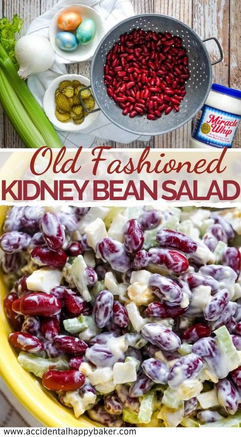 Old Fashioned Kidney Bean Salad, Kidney Bean Salad With Mayo, Kidney Bean Salad Recipes Healthy, Salads With Kidney Beans, Creamy Kidney Bean Salad, Kidney Bean Salad With Eggs, Pasta Salad With Kidney Beans, Creamy Bean Salad, Kidney Bean Recipes Salad