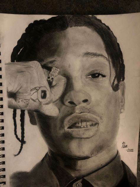 Portrait Gcse Art, Asap Rocky Drawing, Rocky Drawing, Drawing Ideas Realistic, Rocky Tattoo, Sick Artwork, Fake Skin, Artsy Aesthetic, Vibes Art