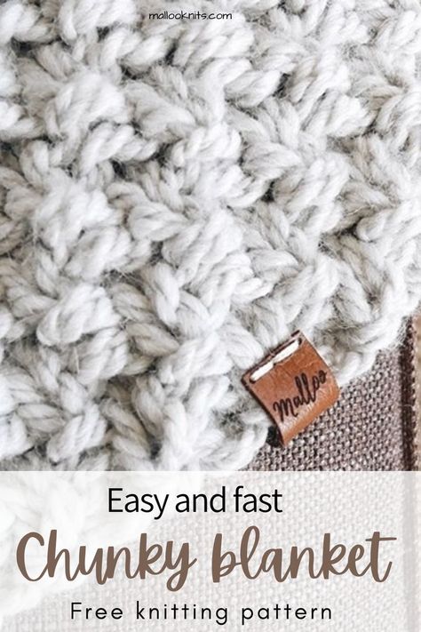 Learn how to make this chunky knit blanket with two strands of yarn, big needles, and just two stitches, in literally no time! This super easy chunky blanket will be a great addition on bed either to your bedroom or the nursery. Get this chunky knit blanket pattern and get making now! #chunkyknitblanket #knitblanketpatternfree #knitblanketpatterneasy Chunky Blanket Knitting Patterns Free, Soft Chunky Knit Blanket, Blanket Wool Patterns, Chunky Hand Knot Baby Blanket, Chunky Knit Blanket With Needles, Multicolor Chunky Knit Blanket, Chunky Knit Throw Blanket Pattern, Super Bulky Knit Blanket Pattern, How Much Yarn Do You Need To Make A Chunky Knit Blanket