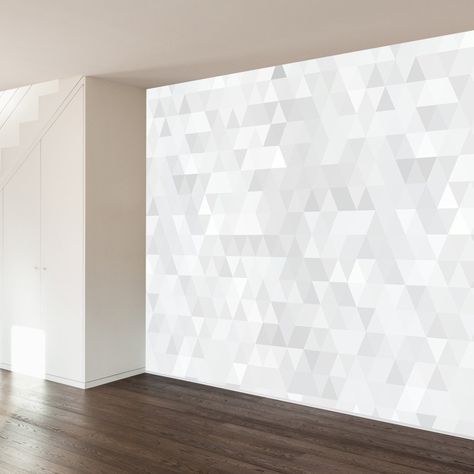 Paper Triangles | Wall Mural | WallsNeedLove Bricks Wallpaper, Hallway Artwork, Moving New House, Creative Wall Design, Future Interior Design, Triangle Wall, Room Wall Painting, Spa Decor, Faux Brick