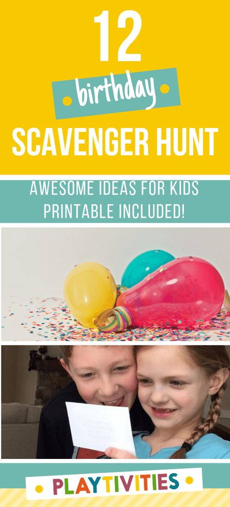 I share my TOP 12 Birthday Scavenger Hunt Ideas for kids. They all are super awesome, fun and applicable for different kids ages. Printable included! #BirthdayScavengerHuntForKids #BirthdayIdeasForKids #BirthdayGamesForKids #BirthdayPresentForKids #CoolIdeasForKids #ActivitiesForKids #FunBirthdayIdeasForKids #BirthdayScavengerHuntIdeas Scavenger Hunt Ideas For Kids, Birthday Scavenger Hunt, Scavenger Hunt Ideas, Birthday Games For Kids, Indoor Birthday, Scavenger Hunt Birthday, Treasure Hunt Clues, 12 Birthday, Photo Scavenger Hunt