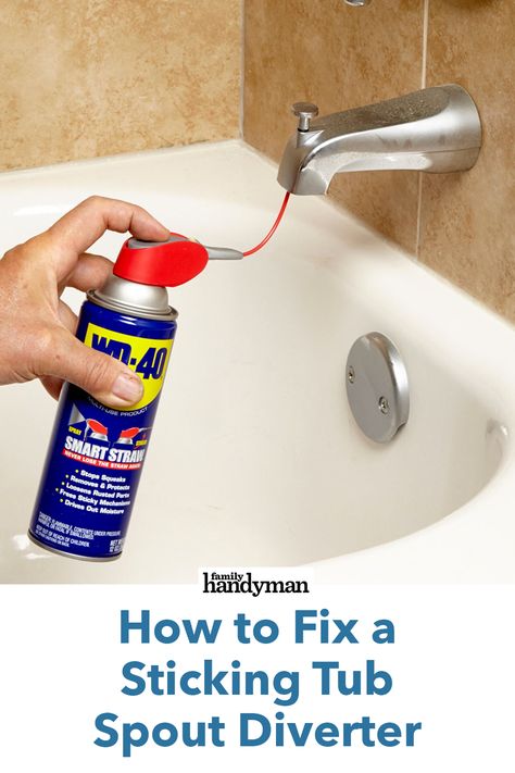 How to Fix a Sticking Tub Spout Diverter Remove Water Stains, Bathtub Spout, Drain Repair, Clean Bathtub, Bathtub Walls, Water Spout, Shower Diverter, Bathtub Drain, Tub Cleaner