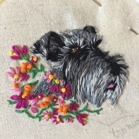 Schnauzer Embroidery Pattern, Schnauzer Embroidery, Pet Embroidery, Schnauzer Gifts, Schnauzer Art, Embroidery Works, Embroidery Fabric, Dog Pattern, Embroidery Inspiration