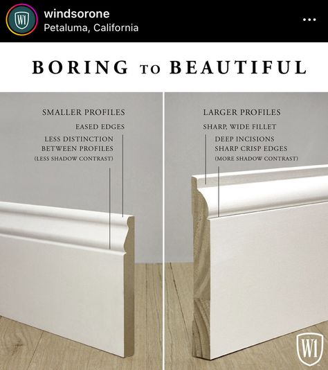 Luxury Trim Interior Design, French Country Trim Work, Different Trim Styles, Traditional Baseboards, Floor Trim Ideas, Base Molding Ideas, Mouldings And Trim Ideas, Baseboards And Trim Ideas, Simple Baseboards