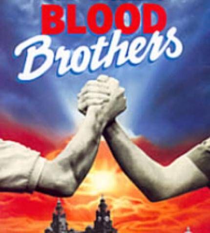 This is the cover of Blood Brothers, and it is very suiting to the story line because one of the most emotional parts of the play is when Eddie and Micky become 'Blood Brothers' Blood Brothers Musical, Musical Lyrics, Blood Brother, Musical Film, The Rocky Horror Picture Show, Theatre Shows, Blood Brothers, Musical Plays, London Theatre