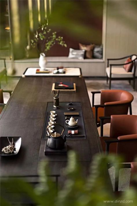 Tea Room Interior, Chinese Tea Room, Chinese Style Interior, Chinese Table, Tea Lounge, Tea Culture, Tea Bar, Lounge Design, Modern Chinese