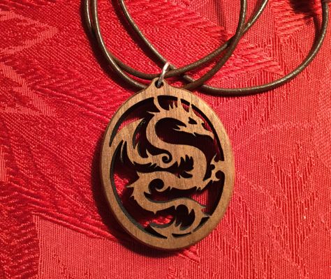 Wood Whittling, Etching Machine, Leather Beaded Jewelry, Wood Necklace Pendant, Wooden Dragon, Wood Burning Patterns Stencil, Wooden Jewelery, Dremel Carving, Wood Jewelery