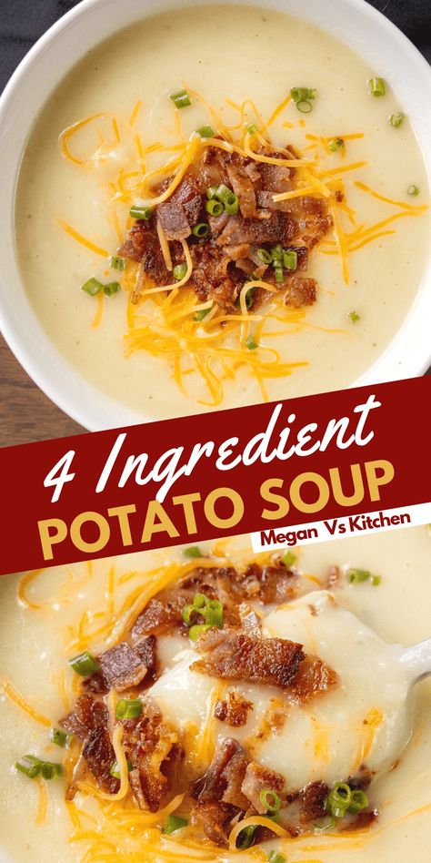 4 Ingredient Potato Soup Potato Soup With Vegetable Broth, Grandma Potato Soup, Easy Crockpot Soup Recipes With Few Ingredients, Small Batches Of Soup, Easy Potato Bacon Soup Crock Pot, Cheesy Potato Soup Velveeta, Soup Recipes Picky Eaters, Copycat Bob Evans Potato Soup, Easy Healthy Potato Soup