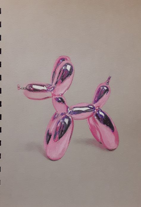 Pastel of a balloon doggie - J. Colter 2020 Balloon Animal Drawing, Reflective Painting, Balloon Dog Drawing, Ballon Drawing, Balloon Drawing, Baloon Art, Dog Balloon, Simple Cat Drawing, Colored Pencil Art Projects