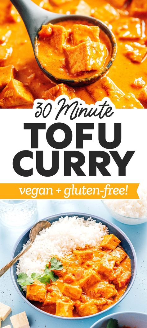 Tofu Lentil Curry, Tofu And Rice Recipes Easy, Curried Tofu Recipes, Thai Curry Tofu Recipes, Quick Vegetarian Curry, Tofu Curry Indian, Vegan Tofu Curry Recipes, Easy Tofu Curry Recipes, Indian Vegan Curry