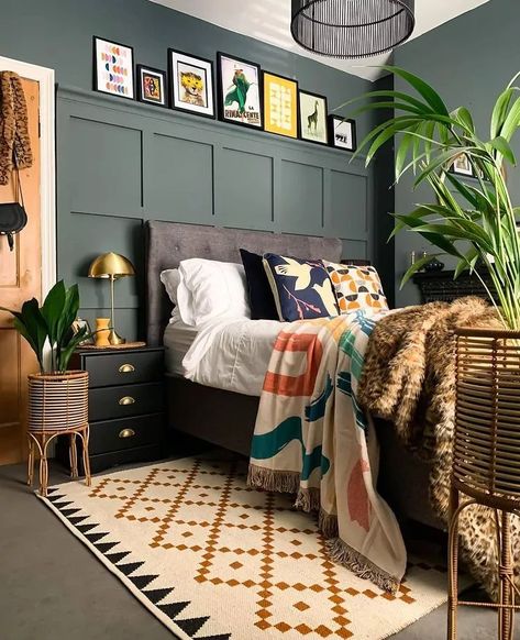 Brick Accent Walls, Extra Space Storage, Green Accent Walls, Picture Rail, Space Storage, Accent Wall Bedroom, Bed Room, My New Room, New Room