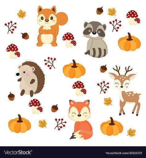 Animals In Autumn, Woodland Animals, High Res, Png Images, Adobe Illustrator, Illustrator, High Quality, Animals