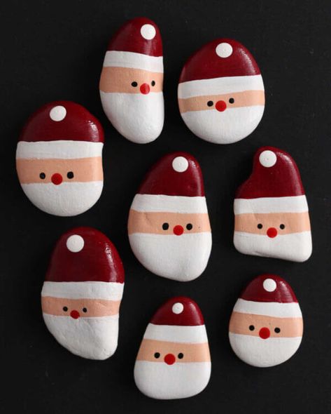 Diy Santa Ornaments, Christmas Crafts Kids Ornaments, Painted Santa, Diy Santa, Christmas Rock, Kids Ornaments, Fabric Christmas Ornaments, Colorful Christmas Tree, Homemade Christmas Gifts