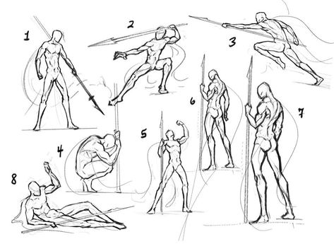 Eben Schumacher on Instagram: “Some concepts of a spear guy! Which one is your favorite? . . . . . . . #art #instaart #digitalart #digitalpainting #illustration…” Spear Battle Pose Drawing, Spear Man Character Design, Man Spear Pose Reference, Spear Action Pose Reference, Pose Spear Reference, Spear Pose Reference Drawings, Pose With Spear Reference, Spear Wielding Pose, Dynamic Spear Poses Reference