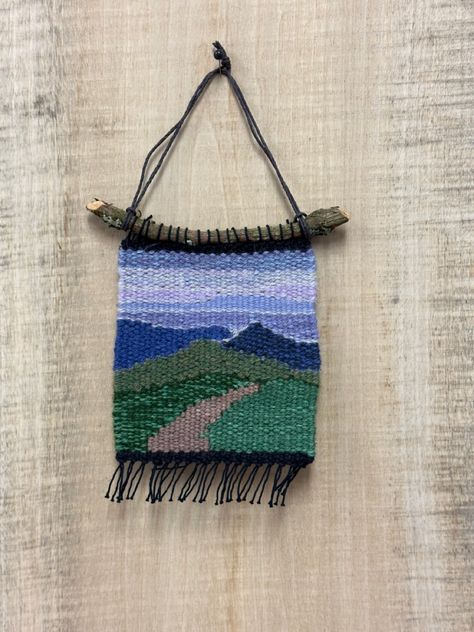 Mountain Tapestry, Small Tapestry, Weaving Inspiration, Weaving Ideas, Nc Mountains, Diy Weaving, Textile Arts, Weaving Projects, Tapestry Weaving