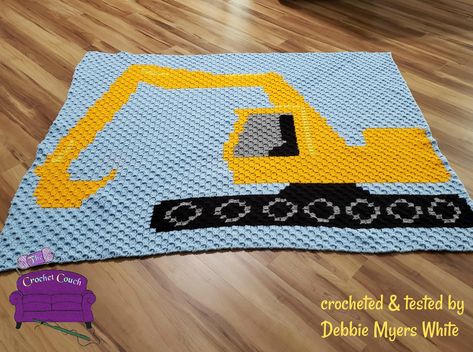 Excavator Kids Afghan, C2C Crochet Pattern, Written Row by Row, Color Counts, Instant Download, C2C Graph, C2C Pattern, Graphgan Pattern Crochet Pattern Written, C2c Crochet Pattern, C2c Graph, Black And White Words, C2c Crochet, Christmas Knitting Patterns, Row By Row, Super Saver, Afghan Patterns