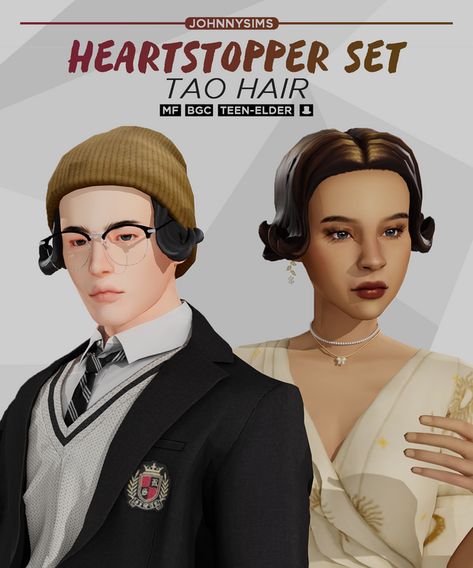 Heartstopper Set (Tao Hair) | JohnnySims on Patreon Heartstopper Sims 4 Cc, Sims Memes, Sims 4 Decades Challenge, Sims 4 Male Clothes, Sims Stories, Mod Hair, Cc Hair, Sims 4 Game Mods, Sims Ideas