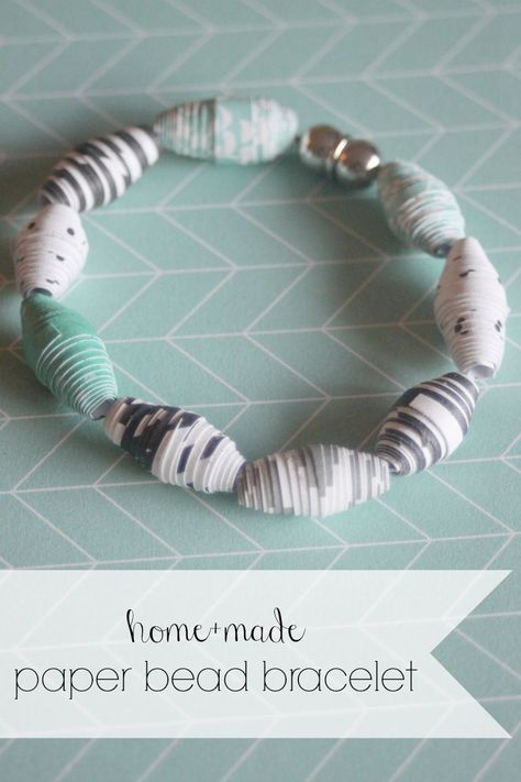 Fab DIY paper bead bracelet made with #JenHadfield's new Home+Made collections by @pebblesinc. #madewithJen Home Made Paper, Paper Beads Diy, Paper Bead Bracelet, Make Paper Beads, Paper Bracelet, Paper Quilling Jewelry, Paper Bead Jewelry, Bead Making, Quilling Jewelry