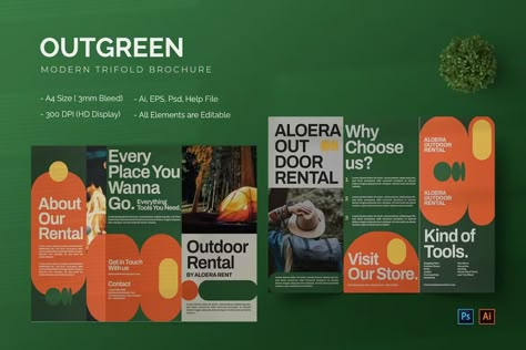 Outgreen - Trifold Brochure, Print Templates ft. outdoor & design - Envato Elements Company Pamphlet Design, Outdoor Poster Design, Nonprofit Brochure, Event Brochure Design, Creative Brochure Design, Concept Paper, Nonprofit Design, Event Brochure, Brochure Design Creative