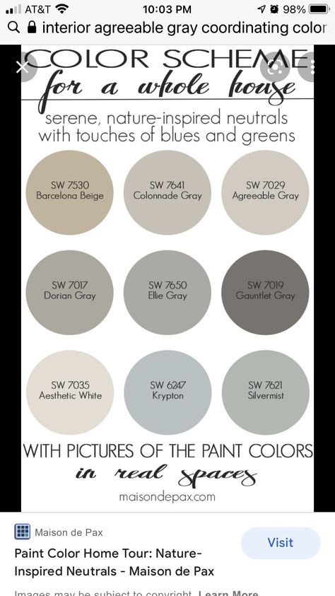 Agreeable Grey Color Scheme, Agreeable Grey, Gauntlet Gray, Agreeable Gray, House Paint Interior, Paint Color Inspiration, Cream Paint, Paint Color Schemes, Oyster Bay