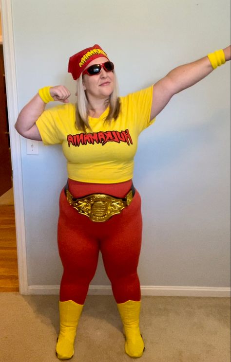 Hulk Hogan Costume Women, Wrestler Halloween Costume, Hulk Hogan Halloween, Hulk Hogan Costume, Halloween Costumes Diy Couples, Diy Couple, Mom Costumes, Awesome Costumes, Spooky Ideas