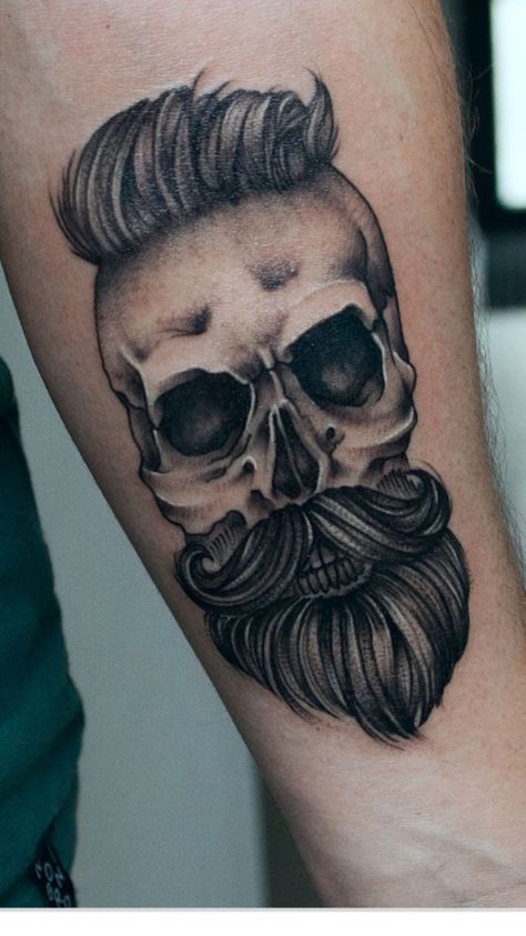 Barber Tattoo, Skull Beard, Skull Pirate, Feather Tattoo Design, Skeleton Tattoos, Neck Tattoo For Guys, Feather Tattoo, Leg Sleeves, Skull Tattoos