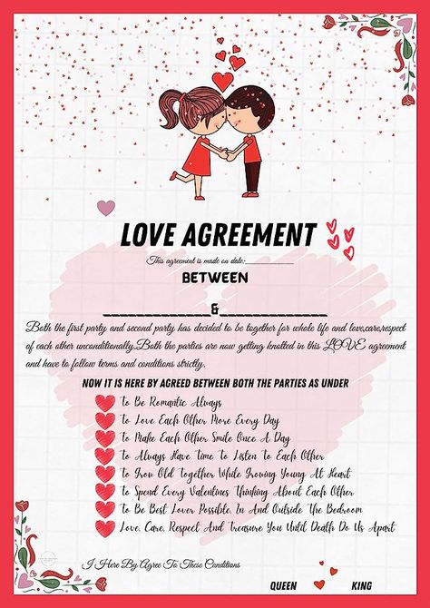 Lovelto Love Contract Agreement / Love Agreement Certificate with Pre Defined Terms & Conditions (LOVE AGREEMENT) (Clipart Design) : Amazon.in: Office Products Love Agreement Contract, Relationship Contract Dating, Love Agreement, Love Contract, Dating Contract, Relationship Contract, Love Notes For Husband, Dating Ideas, Student Christmas Gifts