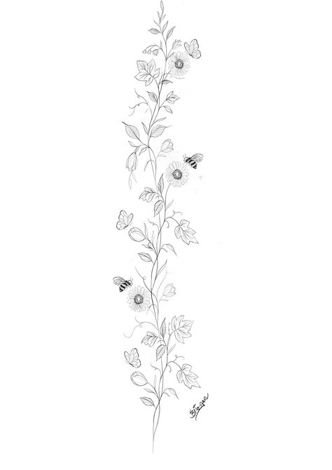 Bracelet Tattoo Drawing, Peony Spine Tattoo, Spine Tattoo Stencil, Tattoo Wreath, Rose Vine Tattoos, Dragon Tattoo Ideas, Flower Spine Tattoos, Tattoo 2024, Flower Tattoo Ideas