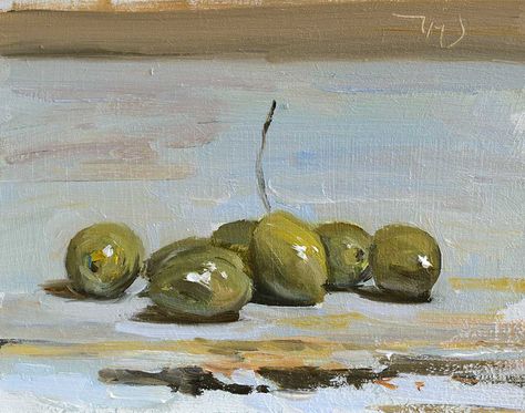 English Project, Oil Painting Inspiration, Green Paintings, Life Paintings, Galaxy Painting, Still Life Drawing, Daily Painting, A Level Art, Painting Still Life