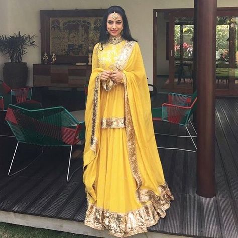 #Sabyasachi Repost from @sabyasachihyderabad @aparnaareddy looks absolutely gorgeous in a Sabyasachi Lehenga. #SpringSummer2017 #SummerWeddings #HandCraftedInIndia #TheWorldOfSabyasachi @sabyasachiofficial Mehndi Outfit, Mehendi Outfits, Sabyasachi Lehenga, Salwar Kamiz, Red Lehenga, Patiala Salwar, Indian Bridal Wear, Indian Woman, Yellow Outfit