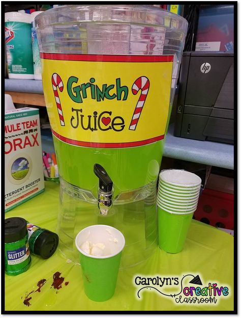 Preschool Grinch Day Activities, Grinch Christmas Party Preschool, Grinch Day Snacks Kids, Grinch Day 1st Grade, Grinch Classroom Party Ideas, Grinch Day Treats, Grinch Day Kindergarten Activities, Grinch Day Activities For Kindergarten, Grinch Day Food