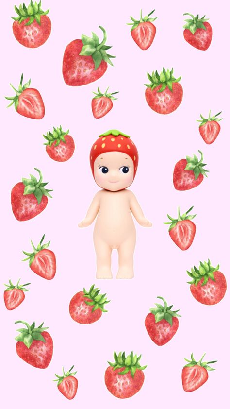 Sonny angel | Strawberry Strawberry Sonny Angel, Sonny Angel Wallpaper, Hello Wallpaper, Sonny Angels, Angel Wallpaper, Iphone Lockscreen Wallpaper, Pretty Phone Wallpaper, Sonny Angel, Pretty Wallpaper Iphone