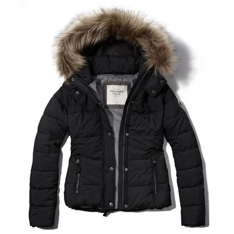 Abercrombie & Fitch Classic Puffer Jacket (145 CAD) ❤ liked on Polyvore featuring outerwear, jackets, coats, tops, abercrombie, black, zipper jacket, black zip jacket, black jacket and black puffer jacket Abercrombie And Fitch Outfit, Winter Jackets Women, Winter Coats Women, Women's Coats & Jackets, Denim Coat, Outdoor Outfit, Neck Collar, Mens Shirt Dress, Outerwear Women