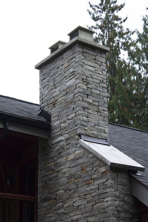 Contemporary Farmhouse Exterior, Stone Installation, Tahoe House, Exterior House Siding, Siding Ideas, Stone Chimney, Brick Block, Outdoor Living Spaces, House Siding