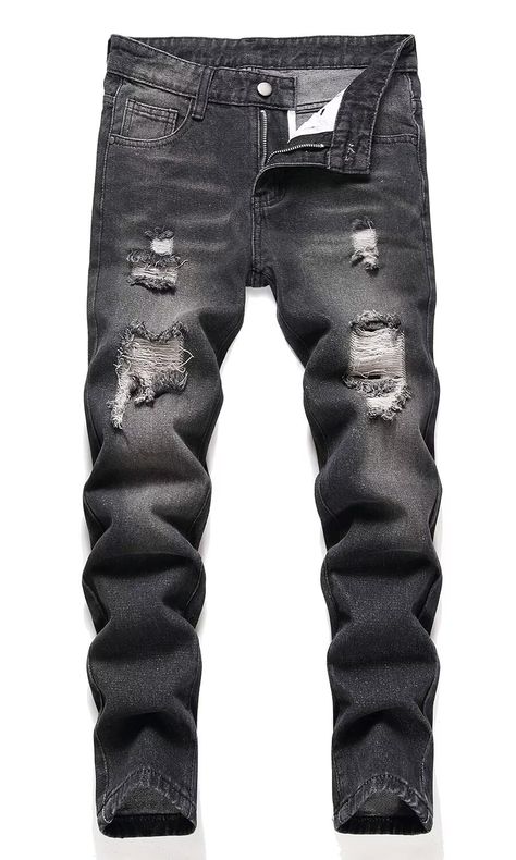 Tapered Jeans Men, Mens Work Pants, Hype Clothing, Ripped Jeans Men, Black Ripped Jeans, Streetwear Men Outfits, Tapered Jeans, Print Bodysuit, Boys Jeans